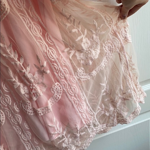 Pink lace dress with pink slip - Picture 2 of 5